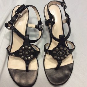Coach Wedge Sandal Black Leather